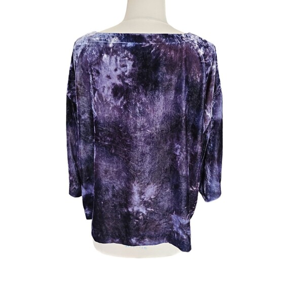 J. Jill Pure Jill Crushed Velvet Boxy Boho Blouse Women S Navy Tie-Dyed NWT - Picture 4 of 9